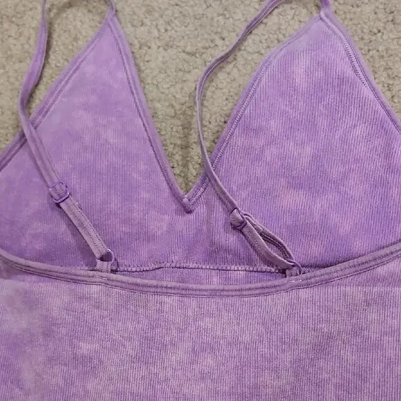 Zenana Padded V-Neck Bralette Cami – Lavender, Small - Picture 5 of 5